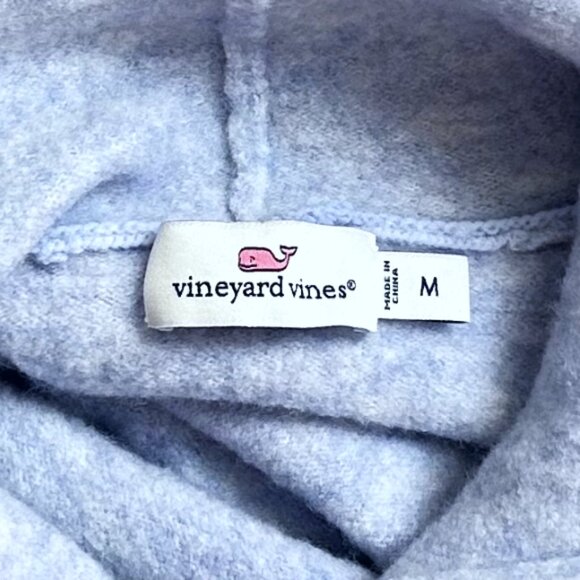 Vineyard Vines Sky Blue Wool Blend Hooded Pullover Sweater M Nautical Beach - Picture 7 of 9